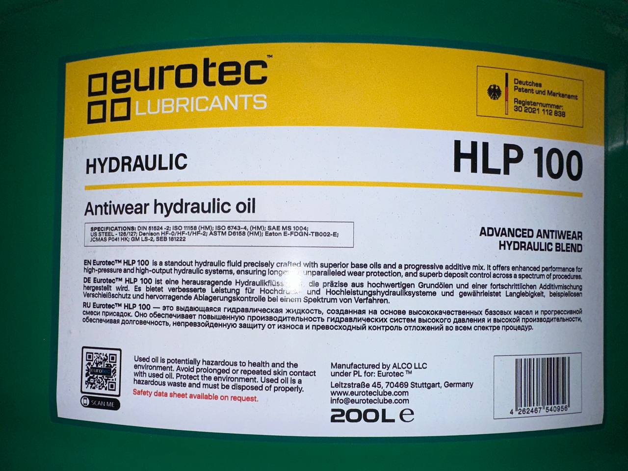 Eurotec Hydraulic HLP 100