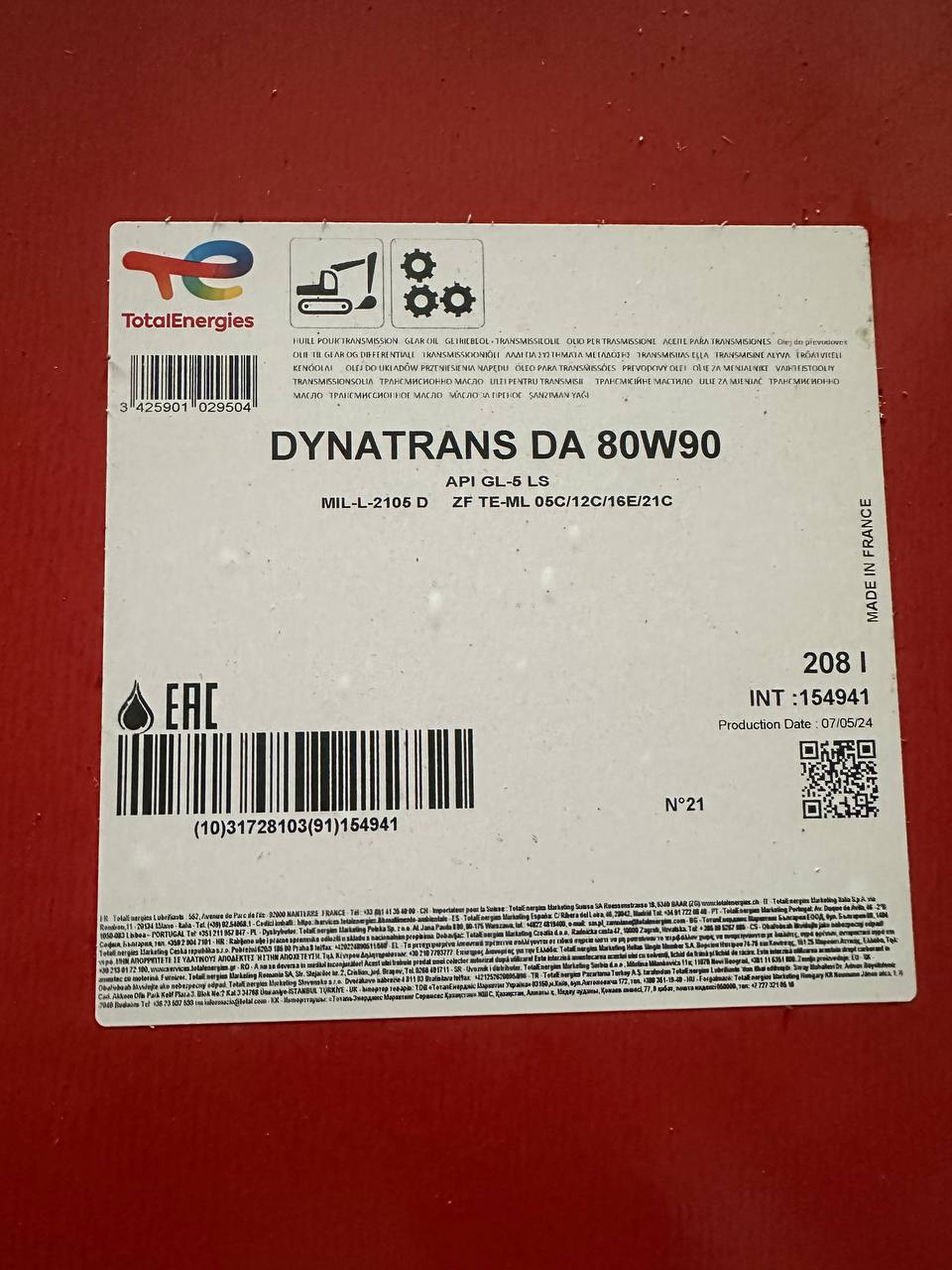 Новинка от TotalEnergies - Трансмиссионное масло DYNATRANS DA 80W-90